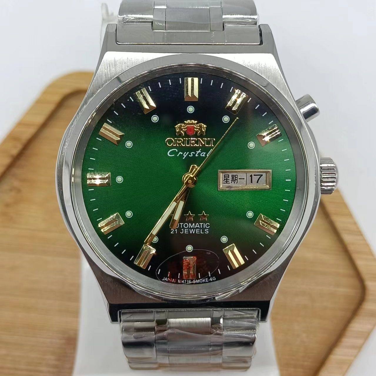 日本东方双狮手表库存老货全自动机械大表盘41mm防水夜光男士腕表