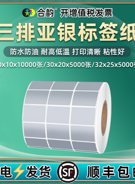 三排30x10mm哑银空白内容标贴30*20毫米亚银标签纸32x25银色不干胶3*1cm宽3x2厘米高3.2*2.5公分长方形小贴纸