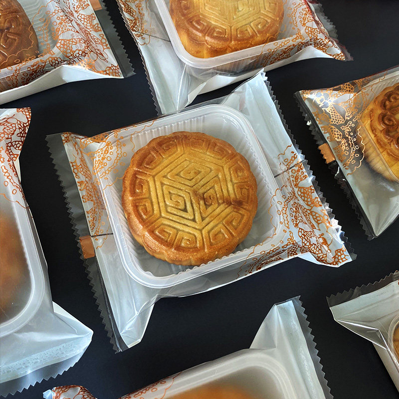 月饼袋 金蕾丝透明机封袋食品点心蛋黄酥袋100个中秋月饼包装袋