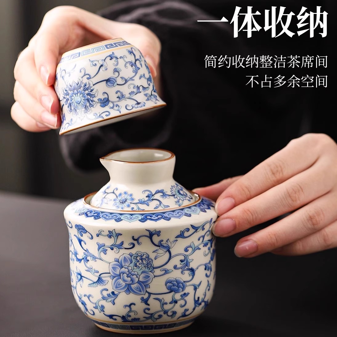 汝窑青花温酒器家用陶瓷温酒壶烫酒热酒壶黄酒白酒清酒杯酒具套装