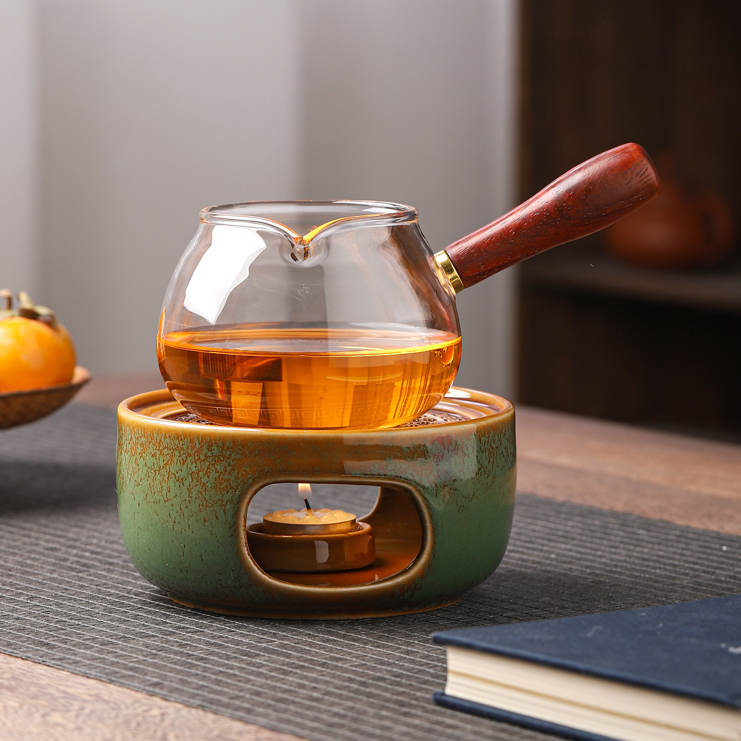 窑变陶瓷温茶炉小火炉中式蜡烛煮茶底座保温暖茶器玻璃壶围炉煮茶