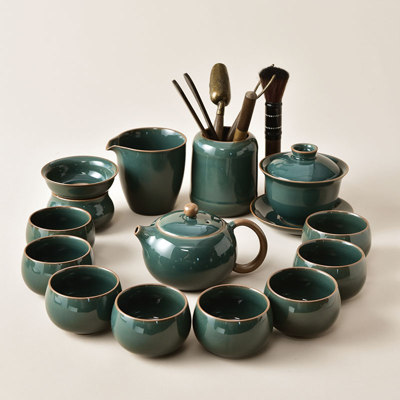 哥窑功夫茶具套装家用2025新款轻奢高档泡茶壶盖碗茶杯子茶盘整套