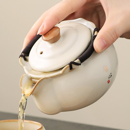 汝窑盖碗茶杯单个高档家用手抓壶