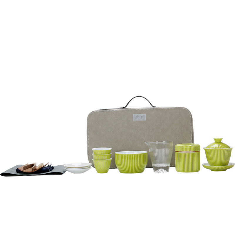 现货速发凌胜茶艺教学套装陶瓷旅行茶具套装收纳便携包功夫茶具盖