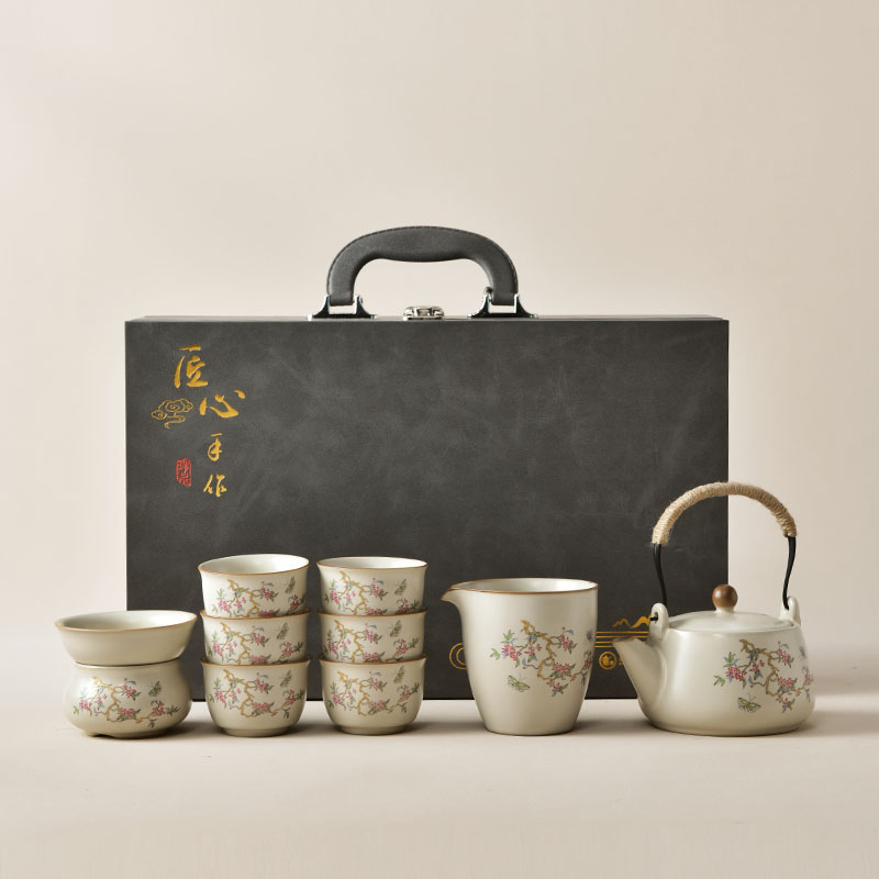 汝窑功夫茶具套装家用泡茶壶茶杯盖碗整套送老师朋友爸爸生日礼物