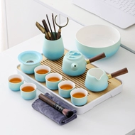 Bộ trà gốm sứ hiện đại kung fu trà bộ ấm trà hộ gia đình trà trà khay rửa văn phòng đơn giản bộ trà bình trà gốm sứ