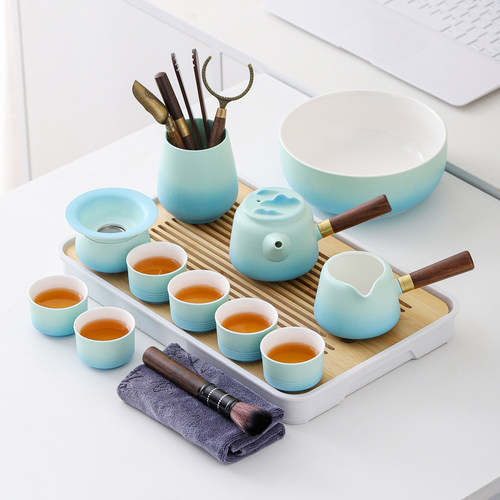 陶瓷茶具套装现代功夫茶具家用茶壶茶杯茶洗茶盘简约办公泡茶整套