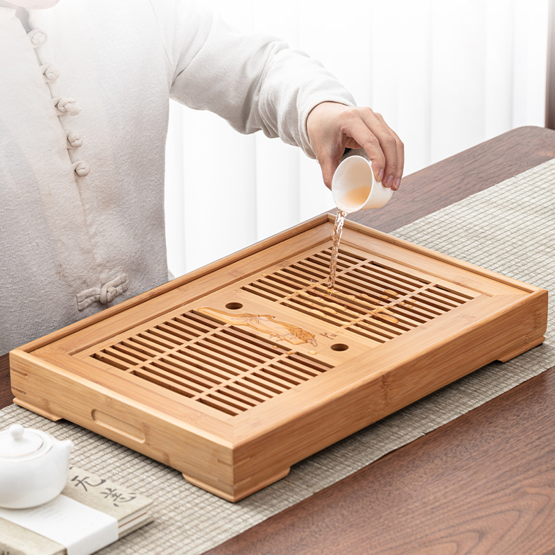 竹制家用小茶盘方形干泡盘