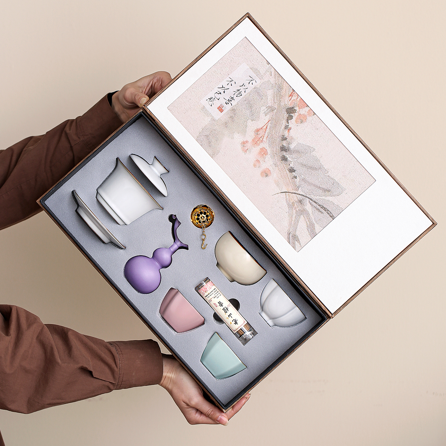 五福茶杯茶壶功夫茶具套装茶具礼盒套装节日送礼商务伴手logo定制