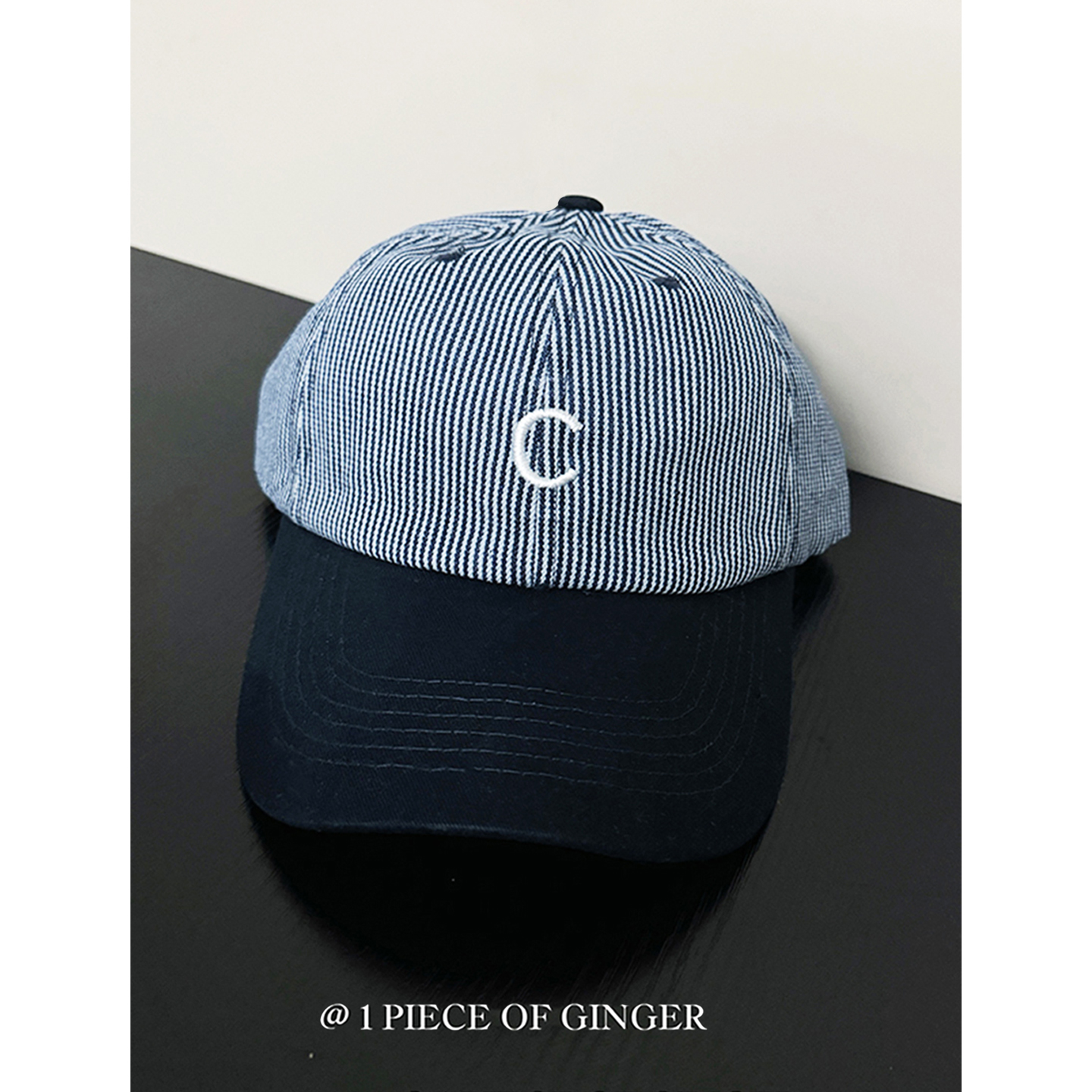 条纹拼色帽子女2025新款棒球帽夏