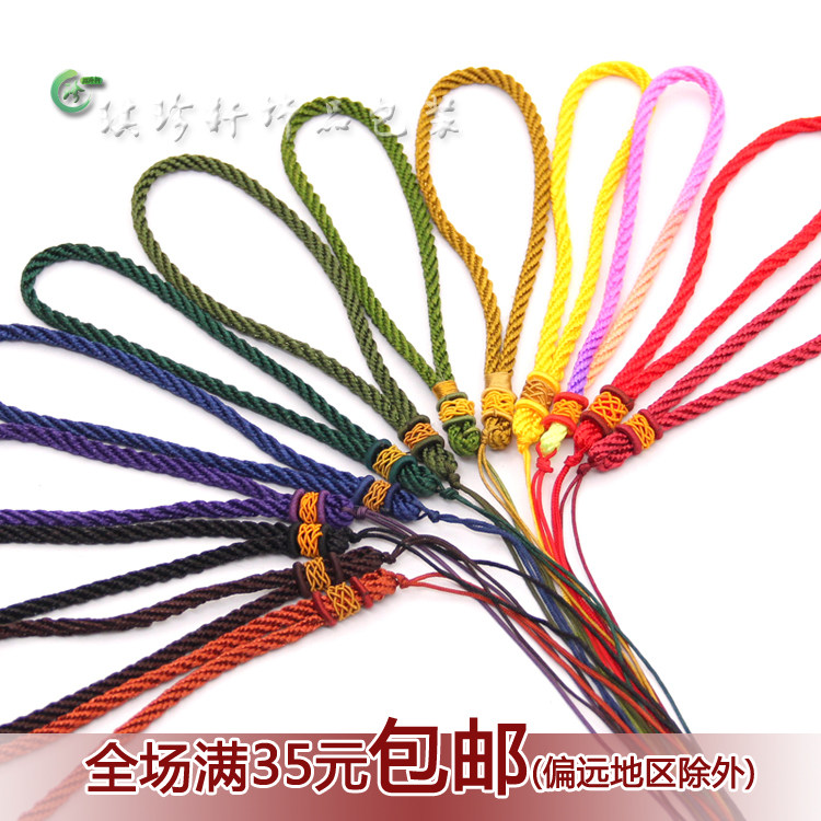新品珠宝玉器结艺把件绳玉石挂线手玩件菠萝结多色腰手工编织