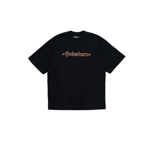 罗志祥Gotnofears豹纹Logo宽版短袖上衣黑色男女同款夏