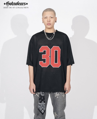 罗志祥GOTNOFEARS正品号码30网眼短袖球衣星星黑色男女同款