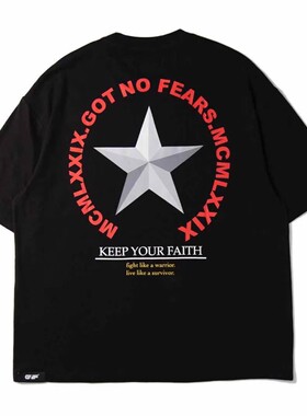 罗志祥GOTNOFEARS正品KEEPF AITH OVERSIZED TEE款式短袖t恤男女