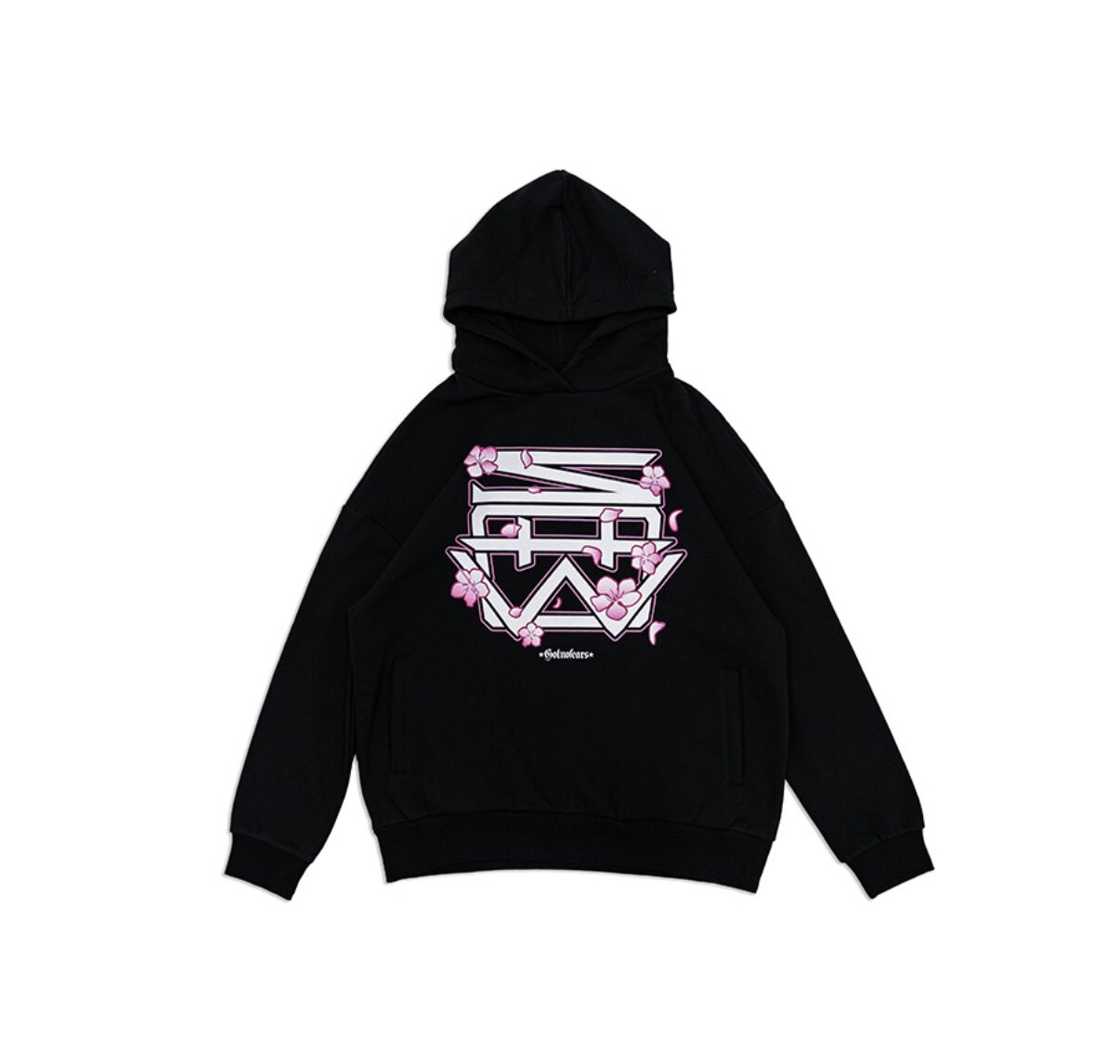 罗志祥Gotnofears正品樱花宽版连帽上衣黑色男女同款