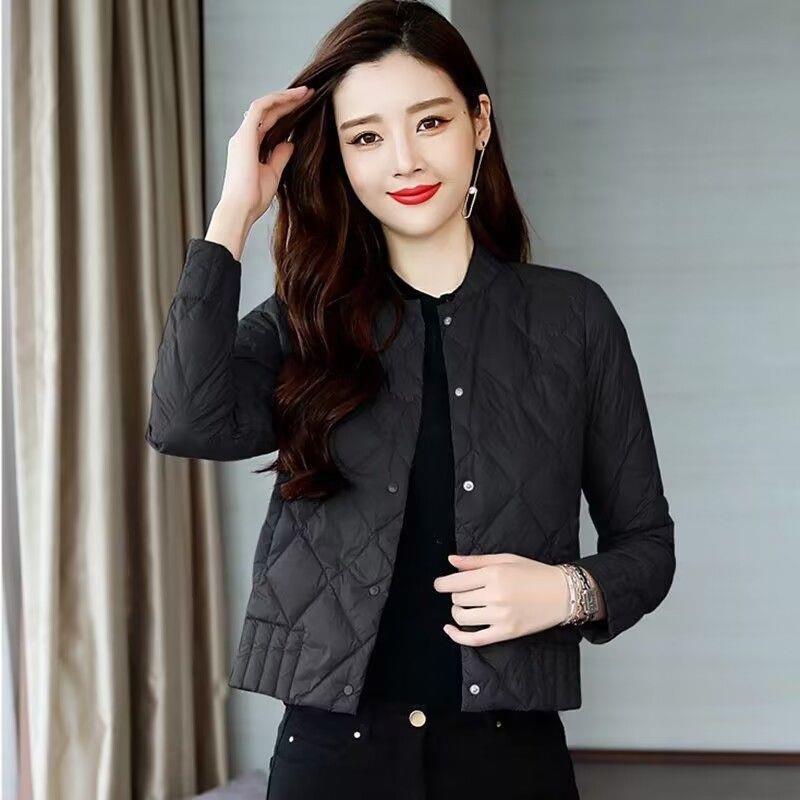 轻薄羽绒棉服女外套秋冬新款宽松显瘦立领短款棉衣加厚黑色小棉袄