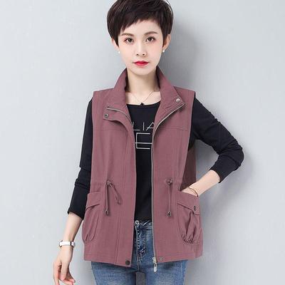 收腰显瘦马甲女短款春秋新款韩版宽松妈妈装休闲中老年服配百搭背