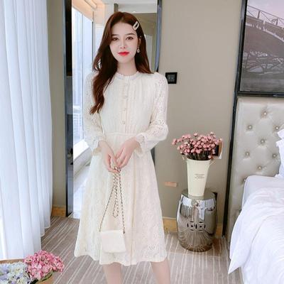 小个子配大衣内搭打底冬裙2024新款法式加绒加厚蕾丝连衣裙女优雅