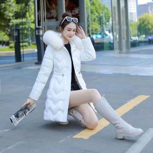 显瘦保暖羽绒棉洋气外套潮款 修身 简约百搭范 女冬季 免洗亮面中长款