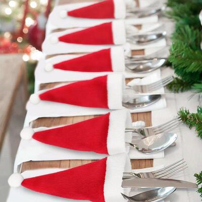 Christmas hat non-woven fabric  hat knife and fork cover