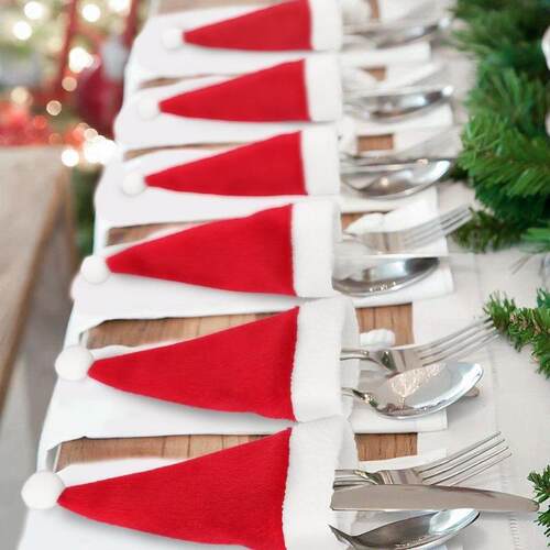 Christmas hat non-woven fabric  hat knife and fork cover