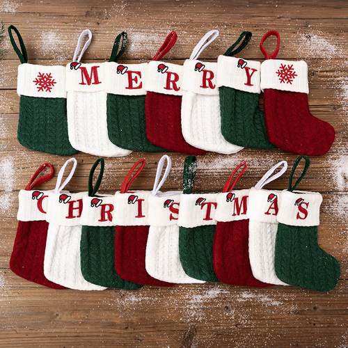 Christmas Decorations Red Knitted Christmas Socks圣诞字母袜