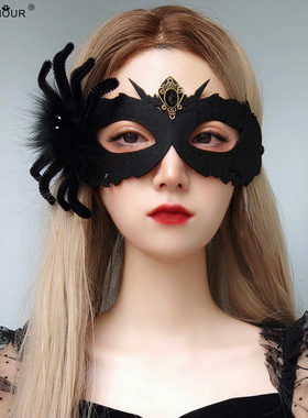 Halloween Black Spider Death Mask万圣节黑色面具