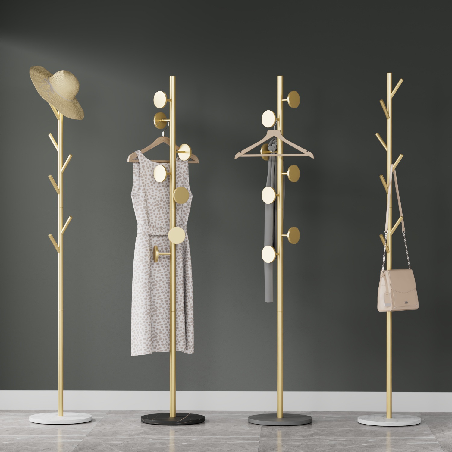 Floor standing coat rack, bedroom metal hanger金属衣架围巾架 住宅家具 衣帽架 原图主图