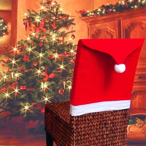 Red non-woven Christmas chair set table decoration圣诞椅套