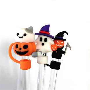 Halloween silicone straw cap 10mm straw cover硅胶吸管套