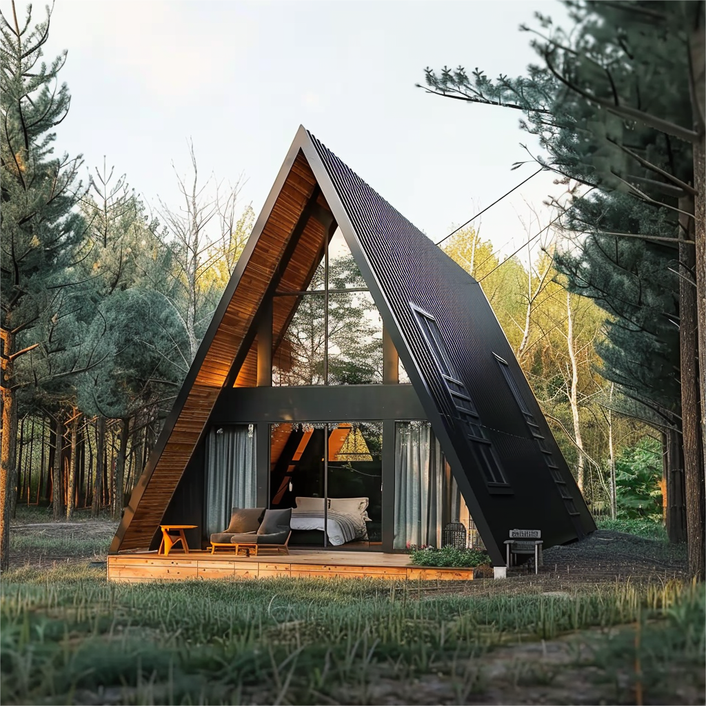 三角形木屋民宿田园风格露营房野外探险家移动别墅创意定制可规划
