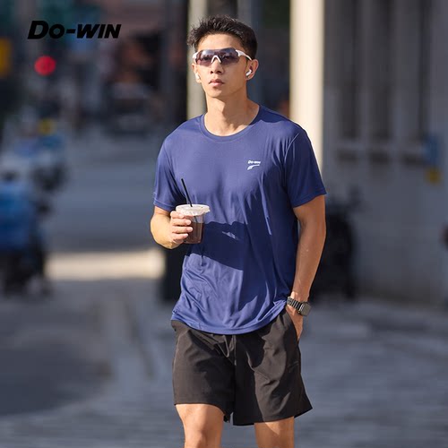 多威男跑步训练短袖运动T恤