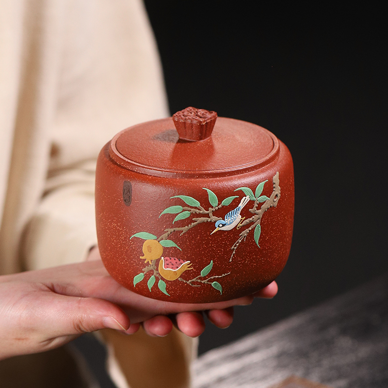 三两装原矿紫砂手工堆花醒茶罐