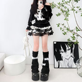 原创个性 翅膀骨头亚文化y2k腿套可爱针织喇叭阔腿堆堆袜套jk日系