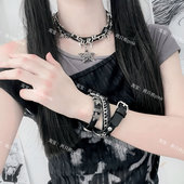 甜酷y2k辣妹手镯皮质手链铆钉朋克手环可调节男女情侣手链亚比风