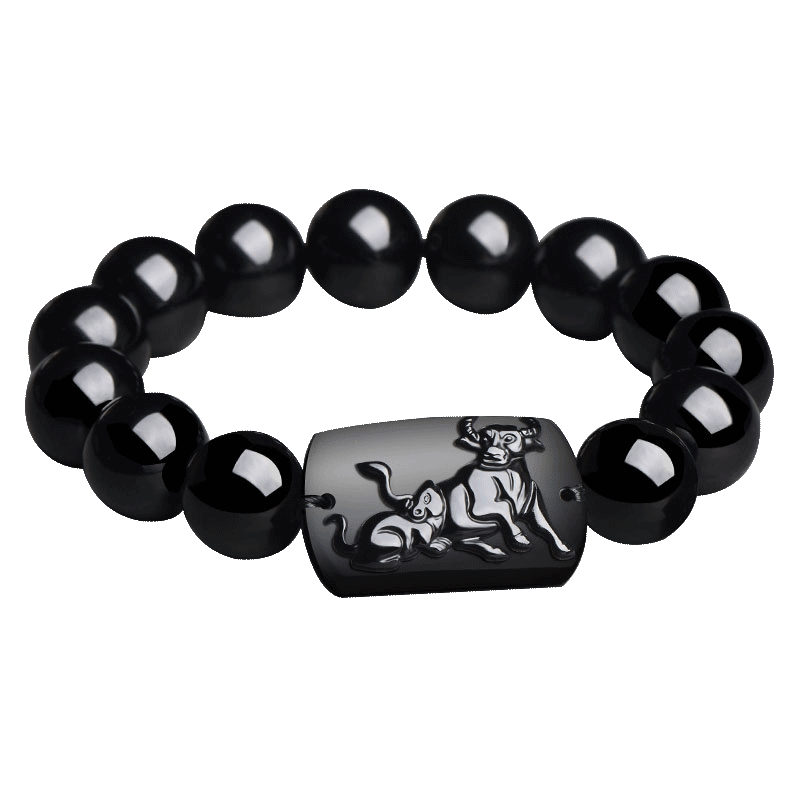 生肖鼠牛子丑手链黑曜石六合贵人
