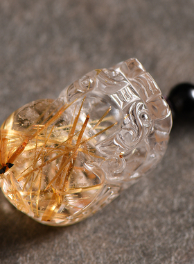 天然钛晶貔貅吊坠发晶原石皮丘水晶男女项链随身挂件小貔貅情侣