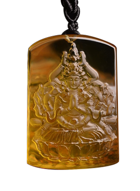 孤品属鼠千手观音项链天然黄水晶