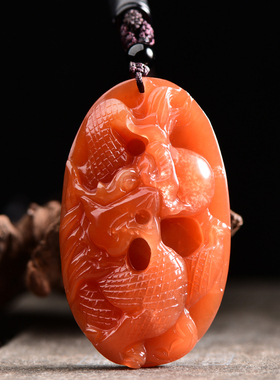 天然红水晶龙牌吊坠红兔毛霸气龙形挂坠项链霸气款生肖龙护身符