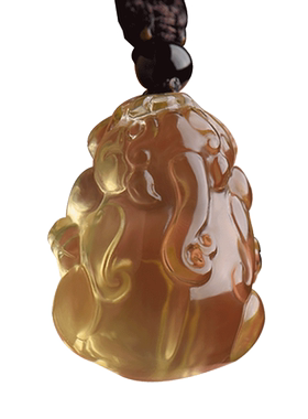 天然黄水晶貔貅吊坠雕刻随身