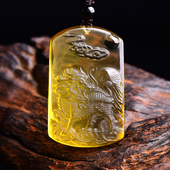麒麟吊坠天然黄水晶瑞兽吉祥如意火玉麒麟送子男项链挂件挂坠饰品