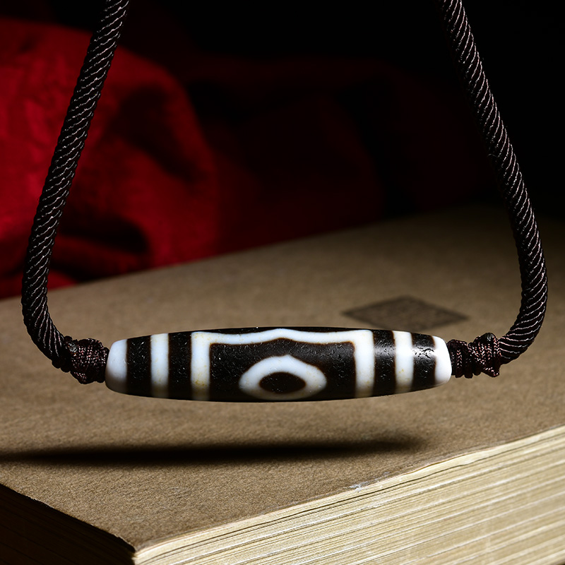 藏传真品天然西藏老天珠项链页岩药师三眼天珠至纯玛瑙吊坠开运珠