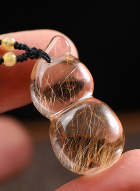 天然金发晶葫芦吊坠净体发丝水晶小葫芦男女项链挂坠礼物葫芦福禄