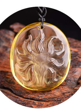 天然冰种粉水晶文殊菩萨属兔吊坠