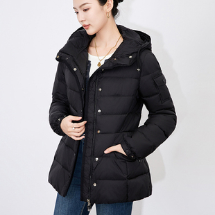 冬装新款高级感连帽双拉链头修身显瘦保暖白鸭绒短款羽绒服外套女