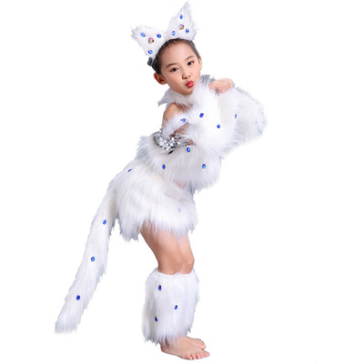 儿童动物小猫演出服女童波斯猫学猫叫舞台表演服幼儿可爱花猫舞蹈