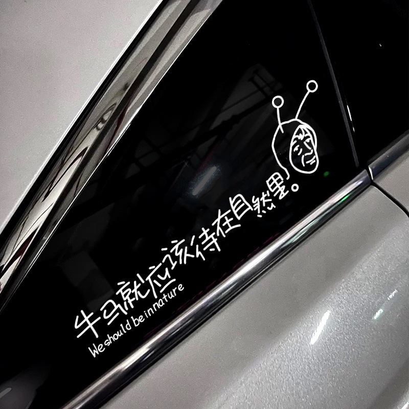电动车个性网红文字车贴创意搞笑卡通图案汽车遮挡划痕装饰贴纸