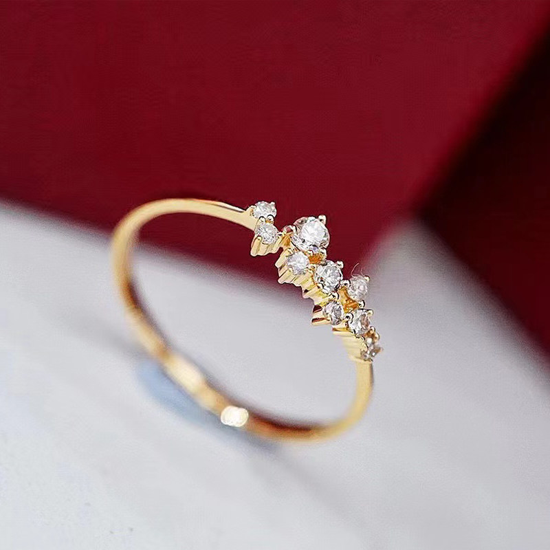 18k黄金钻石戒指女 轻奢秀气小众不褪色戒指 k金珠宝钻戒 星河