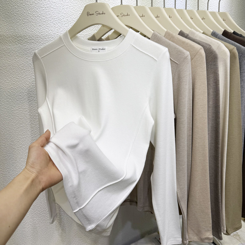 2025秋冬新款软糯圆领打底衫女高级感内搭洋气设计感修身羊绒上衣,女装/女士精品,T恤,淘宝优惠券,粉丝福利购,淘宝优惠卷