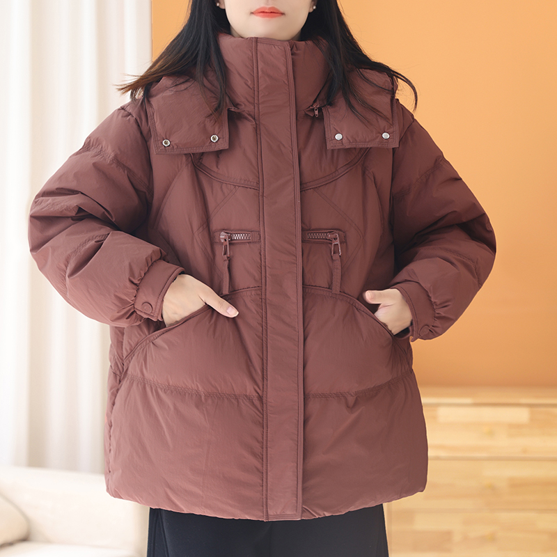 保暖宽松中长款90白鸭绒羽绒服冬